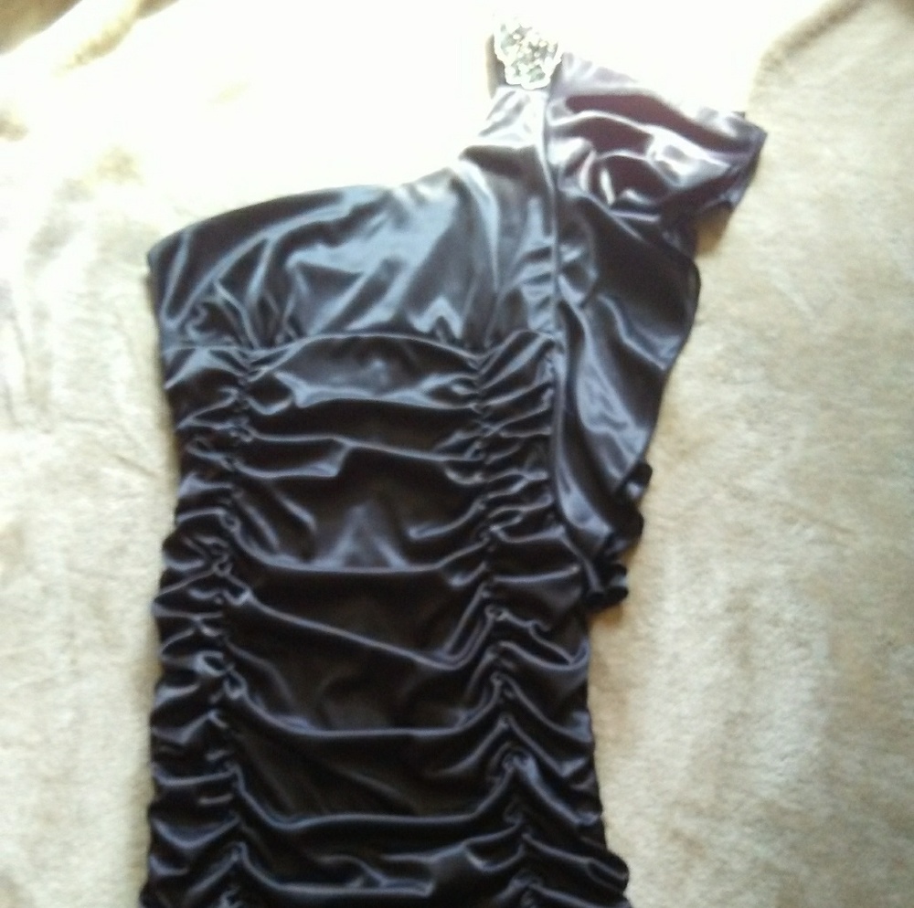 Black one shoulder (beaded) cocktail dress